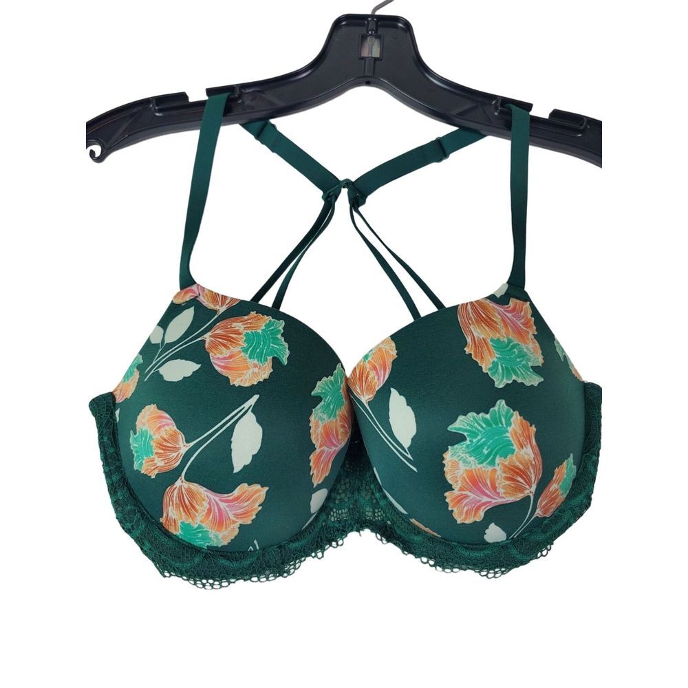 Auden Womens Green Floral Lace Underwire Bra Size‎ 34D GUC